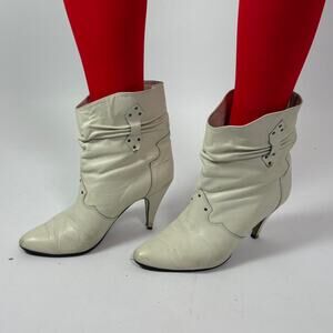 Vintage 80s cream slouchy leather